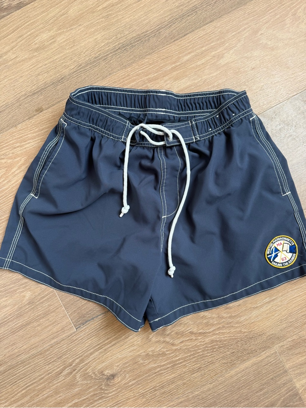 Abercrombie & Fitch Men’s Blue Swim Shorts with Cream Contrast Stitching size SM
